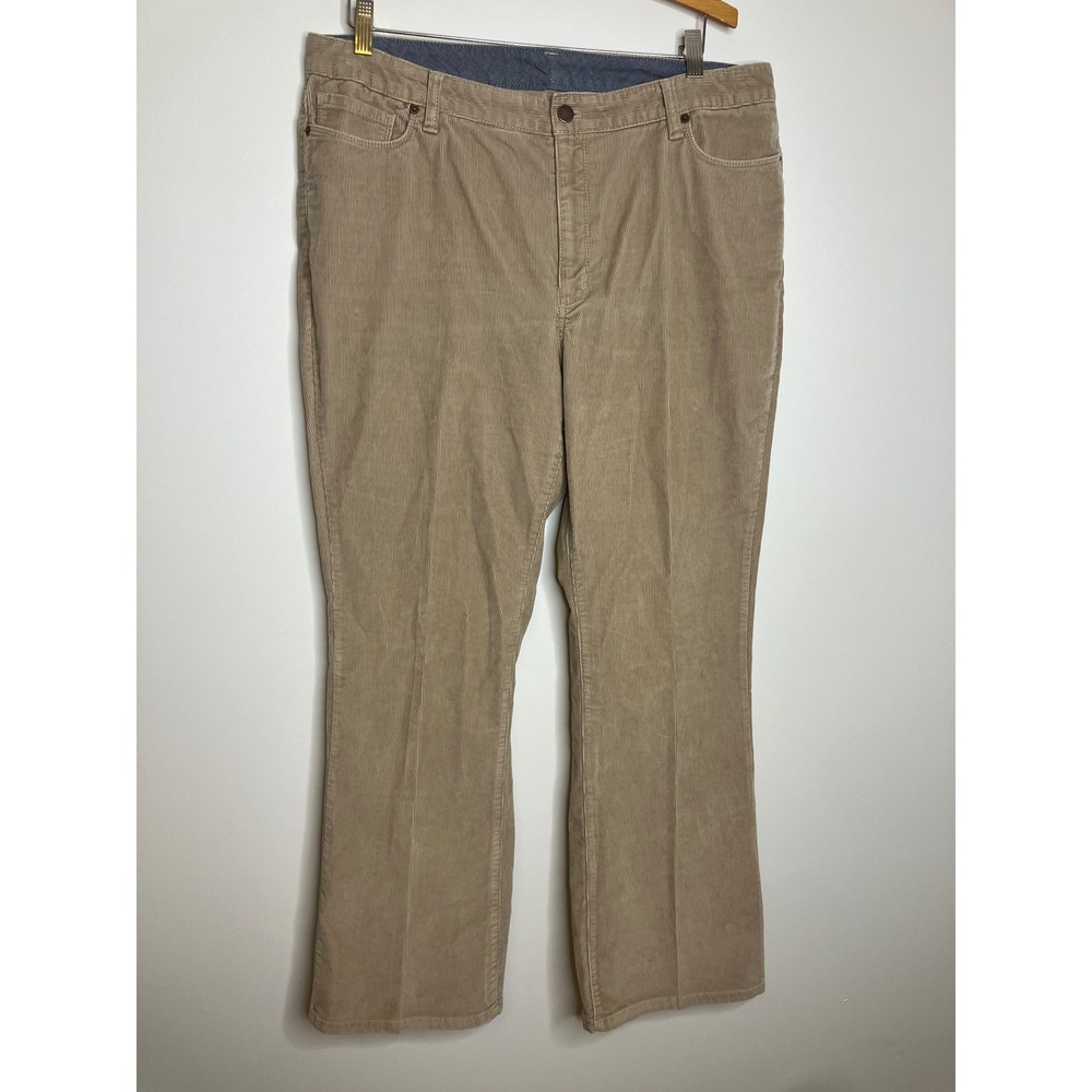 L.L. Bean Favorite Fit Pants Women 16 Tan Excellent Corduroy Straight Leg 290453